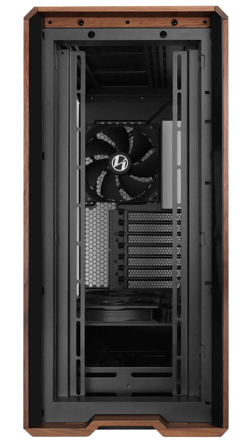 Front view of case with Exposed Fan Brackets