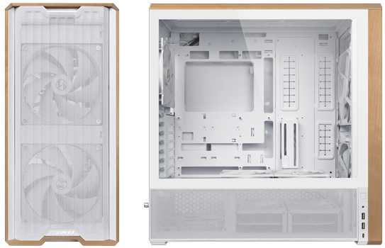 Lian Li LANCOOL 217 Wood Tempered Glass Steel Mesh Modular Mid Tower White