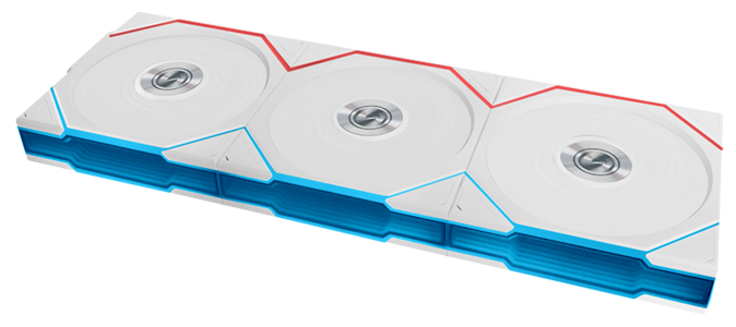 Lian Li Uni Fan TL Wireless Triple Pack showing Infinity Mirror Design and aRGB Lighting Effects