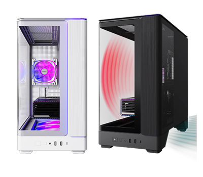 Visual showing angled fans directing airflow to GPU