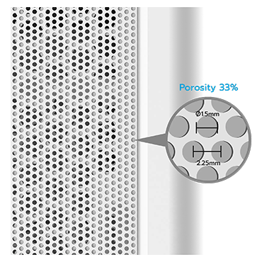 Close up of the front panel mesh on the X2 Plus case