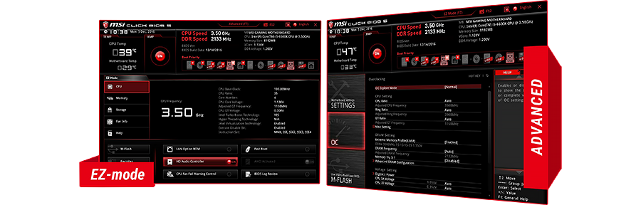 MSI Bios Interface