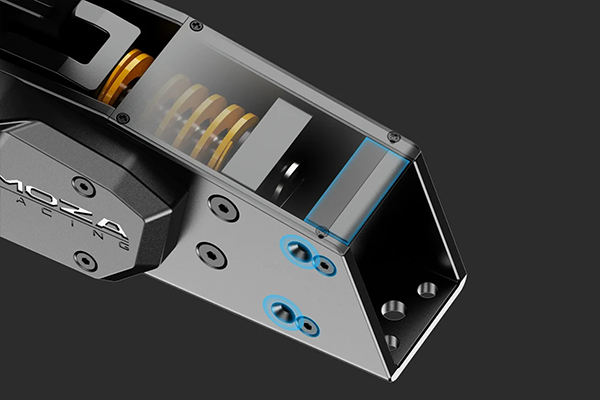 Screws on the bottom panel of the handbrake, highlighting stop position adjustments.