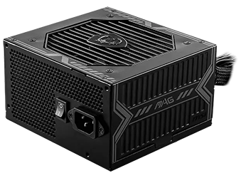 Angled shot of the switch and power output of the PSU
