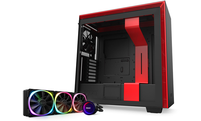 NZXT Bundle H710 Red/Black Mid Tower and NZXT Kraken X73 RGB AIO Cooler