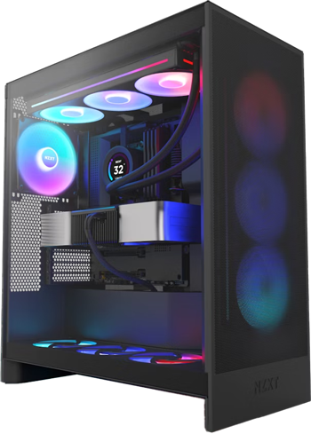 NZXT H7 Flow 2024 RGB Mid Tower Gaming Chassis, Tempered Glass, Pre-Installed Fans