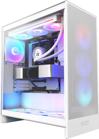 NZXT H7 Flow 2024 RGB Mid Tower Gaming Chassis, Tempered Glass, Pre-Installed Fans