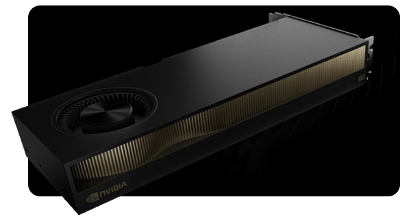 PNY NVIDIA RTX Pro 5000 GPU illustrated diagonally afront a black bordered background