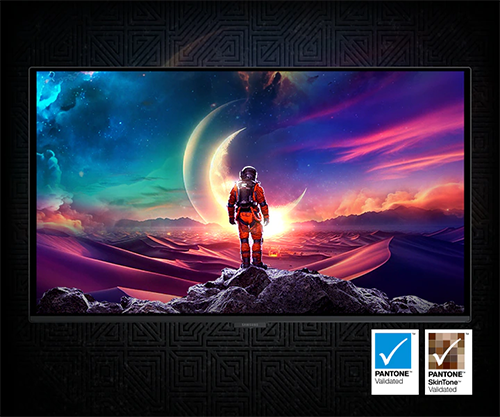 Saturated visual of a man in space on the screen displaying the deep pantone colours