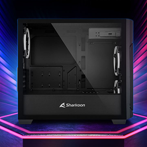 Side of case, showcasing the spacious interior through the tempered glass window