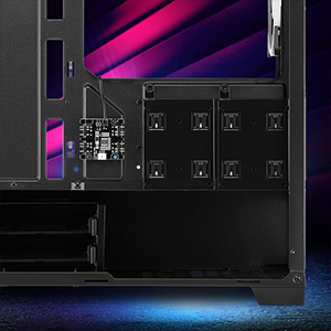 Top front of the PC case, hightlighting connection ports
