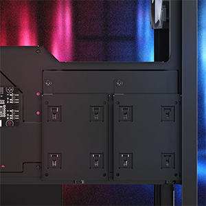 Interior of case, hightlighting storage support