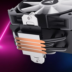 A40 RGB close up of 4 Copper Heat Pipes