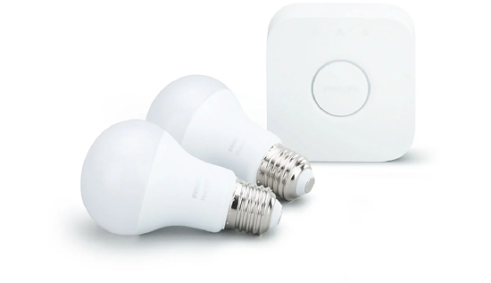 Philips Hue Starter Kit 2x Smart Bulb White with Hue Bridge V2 E27