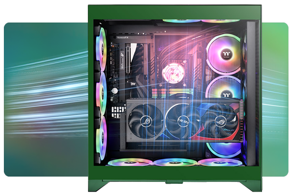 Thermaltake CTE E660 MX Airflow Diagram showing Front, Rear and Bottom Intake