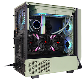 Space for 360mm radiator at the front and a 280mm at the top