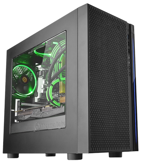Thermaltake Versa H18 with tempered glass side panel attached