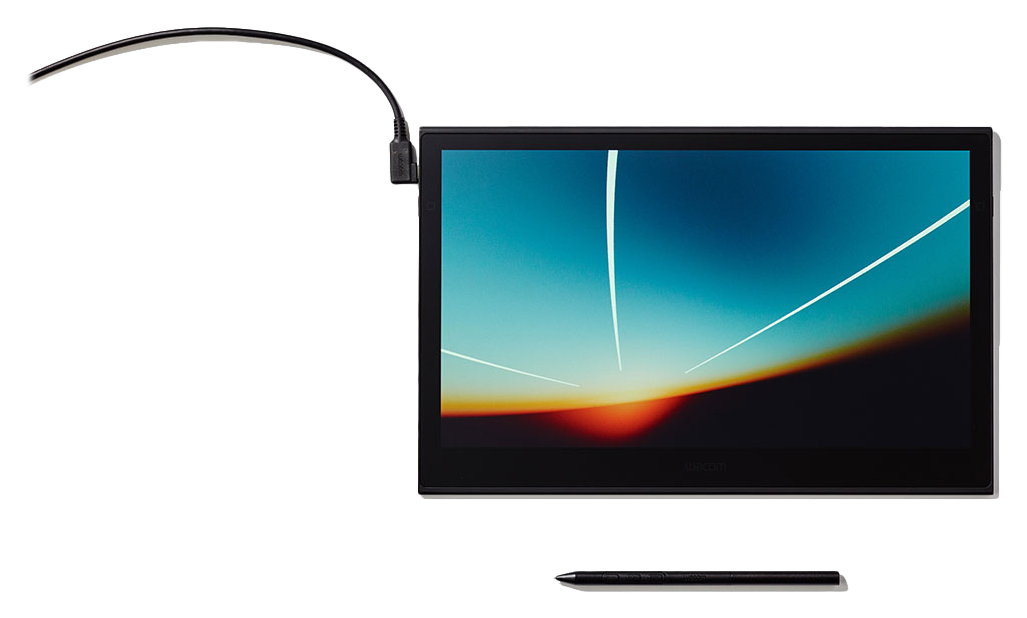 front view of the Wacom Movink with the usb-c cable connected