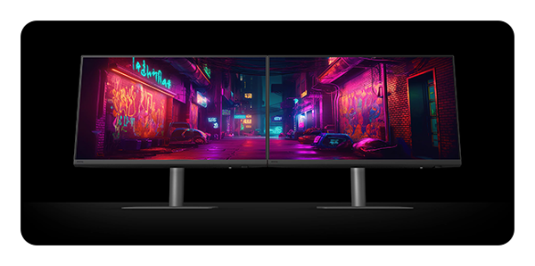 2 4k 144hz benq monitors side by side showwing a continuous image