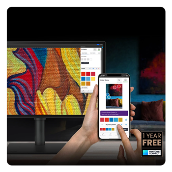 someone using the Pantone Connect Premium app with the 4k 144hz benq monitor