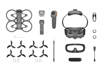 flat lay photograph of DJI Avata 2 drone fly more combo