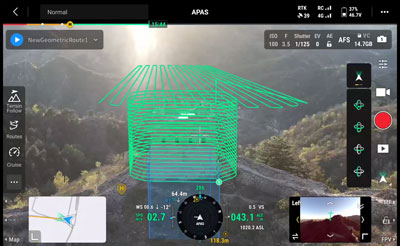 DJI Slope and Geometric Route pattern preview