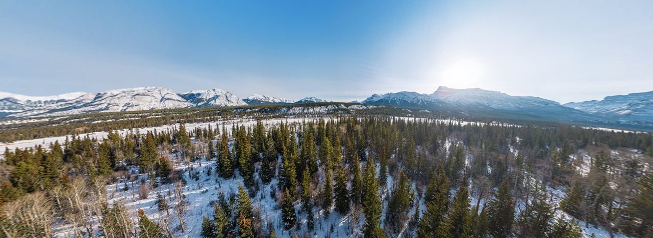 dji mini 3 sphere sample shot of a snowy mountain