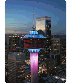 aerial shot of the top of calgary tower taken with the dji mini 3
