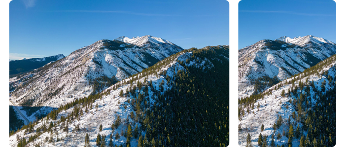 example horizontal and vertical shots taken of a mountain with the dji mini 3