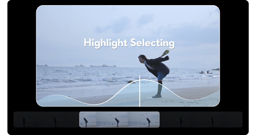 screenshot of DJI LightCut Application highlight selecting functionality