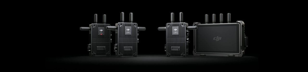 DJI Transmission Combo Options on Black background, DJI Transmission Standard Combo