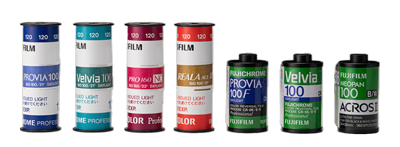Fujifilm medium format and 35mm film rolls