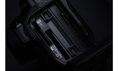 Fujifilm X-H2S Mirrorless Camera CFexpress Type B Card slot and SD Card Slot