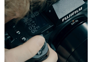 close up of Fujifilm XH2S shutter button being pressed by photographer