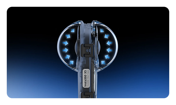 diagram showing the Invisible Dive Case seamless design