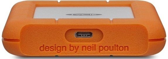 close of the lacie external hard drive usb port