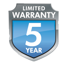 limited warranty 5 year shield icon
