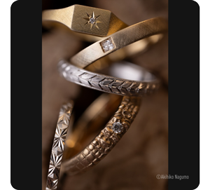 macro photograph of mixed metal jewellery rings