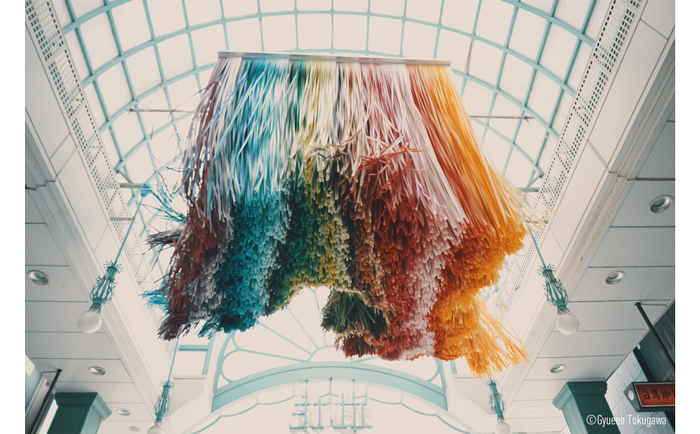 LUMIX S9 and S 26mm Sample Image of hanging art installation with multi coloured threads