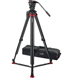 Sachtler system aktiv8 flowtech75 GS, aktiv tripod, ground spreader, carry handle and bag