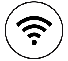 Black circle icon with wifi signal icon inside