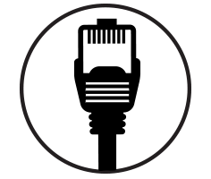Black circle icon of Ethernet cable