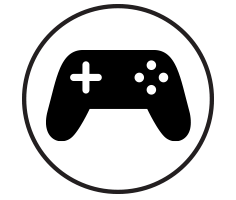 Black circle icon of Games xbox/playstation controller