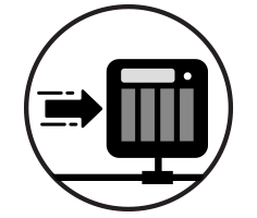 Black circle icon of NAS storage