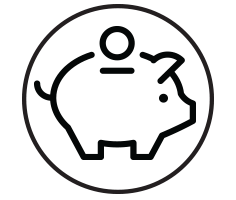 Black circle icon of piggy bank