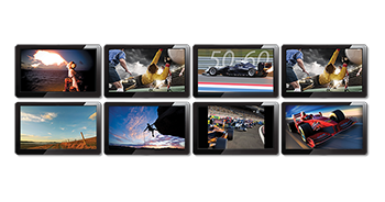 sample videos on screens from the aja corvid 88