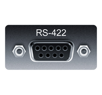 close up of the aja corvid 88 rs-422 port