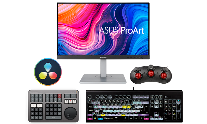 Colourist Bundle ASUS ProArt PA247CV + DaVinci Resolve 17 + Resolve Speed Editor + Tangent Ripple + Logickeyboard ASTRA