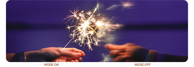 photograph of person holding sparkler comparing rapid rendering mode on and off