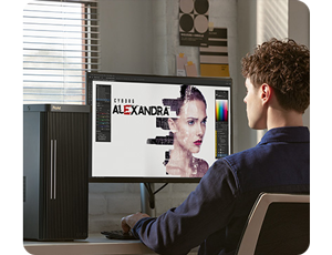 somone editing photos on the asus proart pa279cv monitor